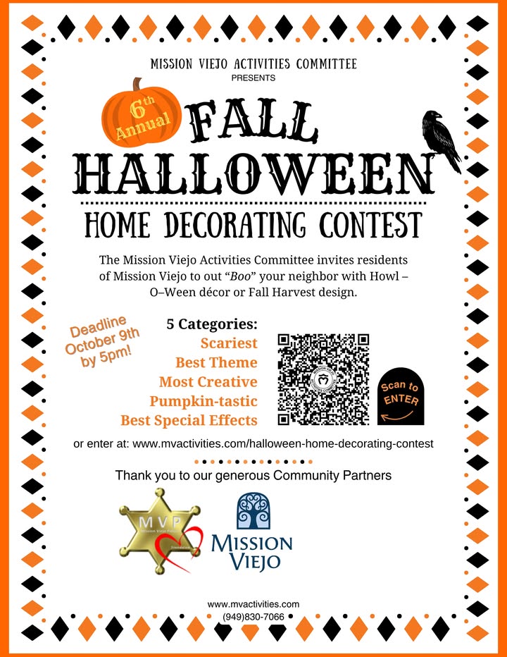 🎃Mission Viejo residents! The 6th Annual Fall~Halloween Home Decorating Contest...