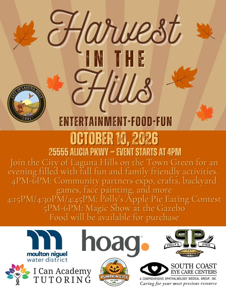 🍂Don't miss out on the City of Laguna Hills' second annual Harvest in the Hills...