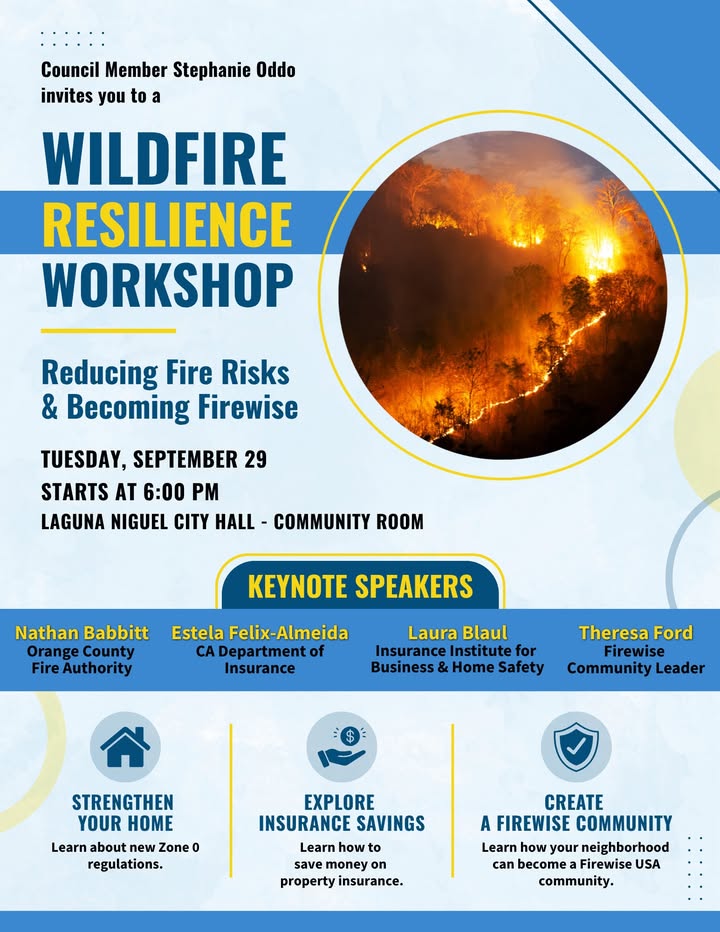 Council Member Oddo invites you to a Wildfire Resilience Workshop on Tuesday,...