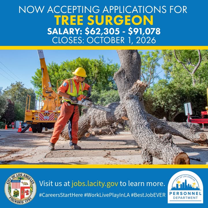 The City of Los Angeles is now accepting applications for Tree Surgeon! Salary:...