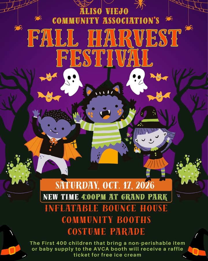 🎃👻 It’s spooky time, Aliso Viejo!! 👻🎃

Join us for our Fall Harvest Festival on...