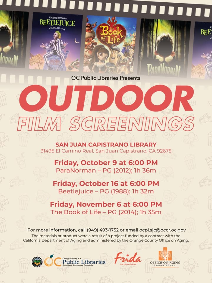 Enjoy a cozy movie night under the stars at San Juan Capistrano Library!...