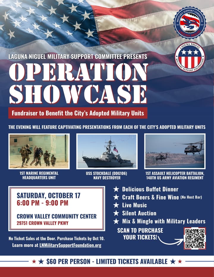 Join the Laguna Niguel Military Support Committee for Operation Showcase, a...