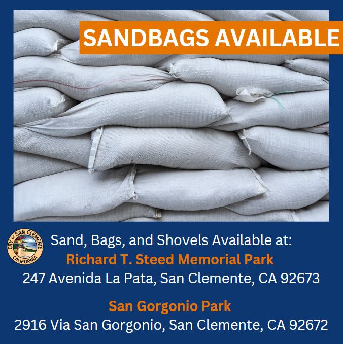 A reminder to San Clemente residents: free sand and sandbags are available at...