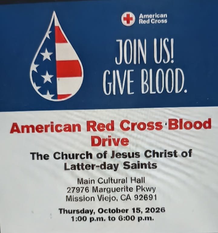 Blood Drive Thursday October 15, 2026