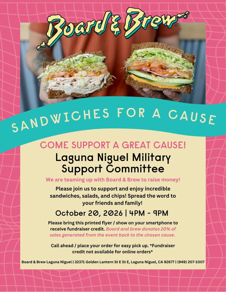 🥪 Support the City’s adopted military units with your next meal!

Board & Brew i...