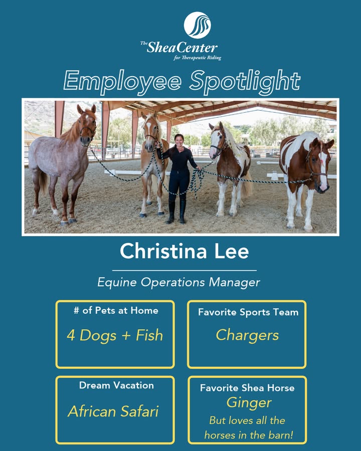 Employee Spotlight: Christina Lee 🐴

Christina has been part of The Shea Center...