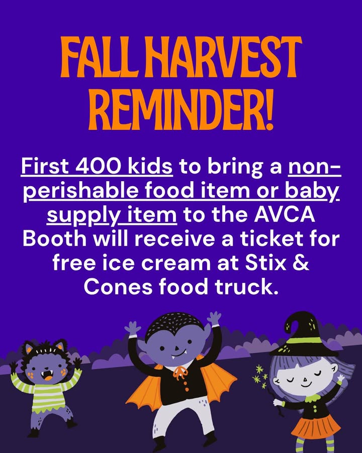 🎃🍂 Fall Harvest Festival Reminder, Aliso Viejo! 🍂🎃

The first 400 kids who bring...