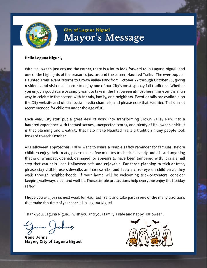 In this month’s Mayor’s Message, Mayor Gene Johns invites the community to att...