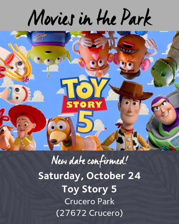 The screening of “Toy Story 5” will take place on Saturday, October 24 at Cru...