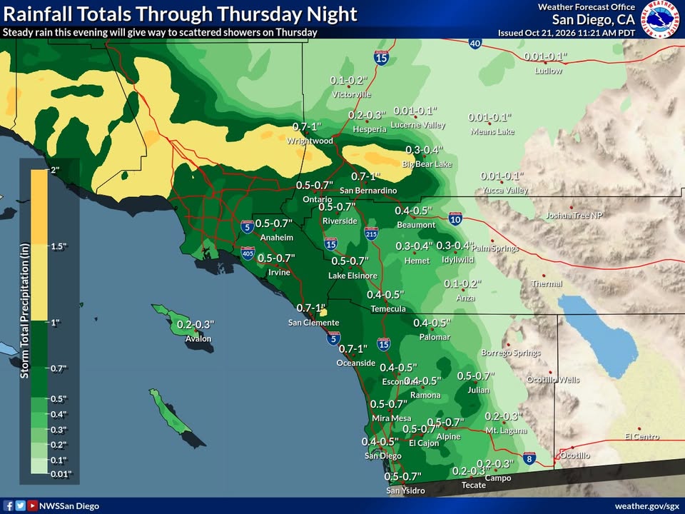 Here are the updated rainfall totals for this evening through Thursday night. A...