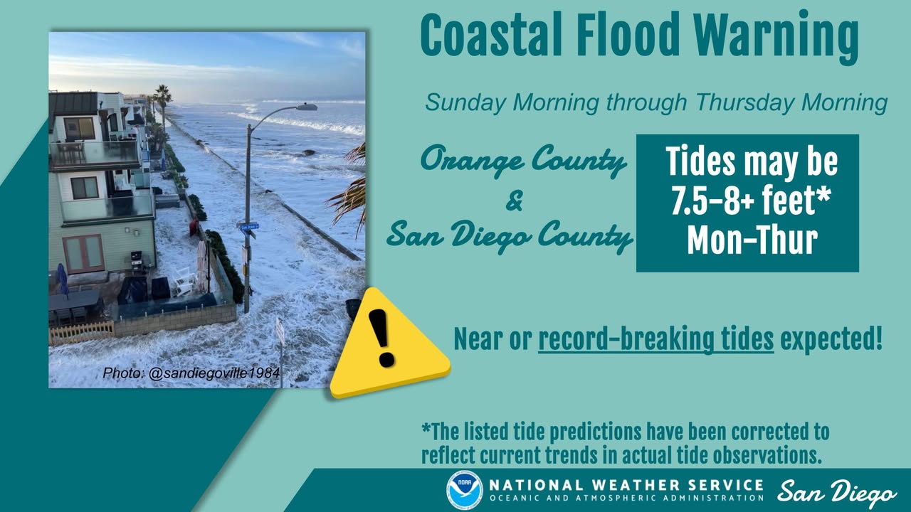 Tides of 7.5+ ft MLLW are expected Monday through Thursday during the morning...