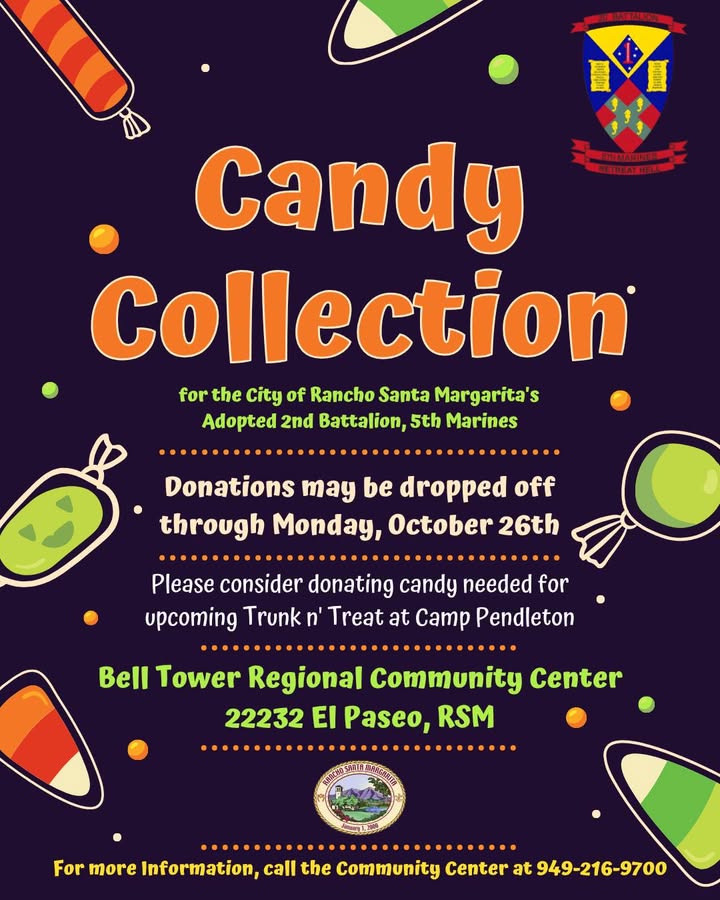 🍬 Help Us Treat Our 2/5 Marines! 🎃

The City of Rancho Santa Margarita is proud...