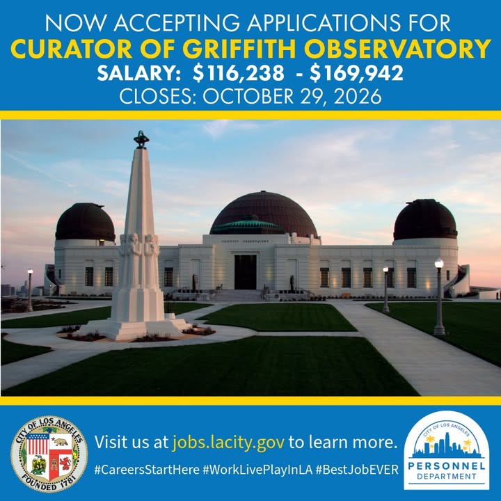 The City of Los Angeles is now accepting applications for Curator of Griffith...