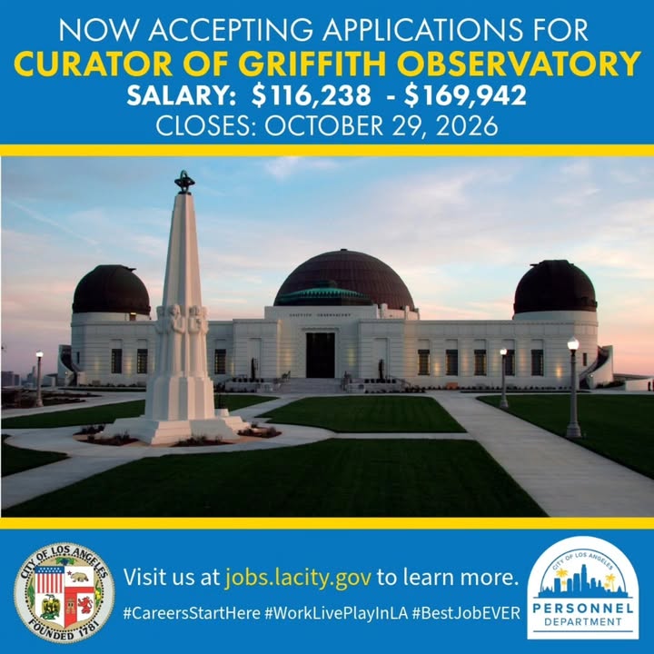 The City of Los Angeles is now accepting applications for Curator of Griffith...